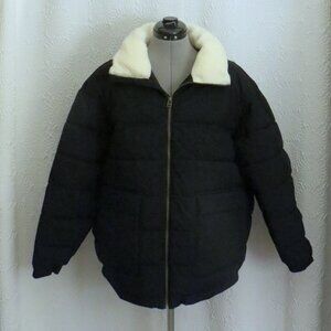 Universal Thread Women's Black With Cream Sherpa Collar Puffer Jacket Si…
